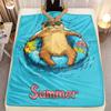 Summer Otter Floating In Pool Fleece Blanket Cute Animal Design Soft Flannel Throw Beach Picnic Gift for Kids Adults