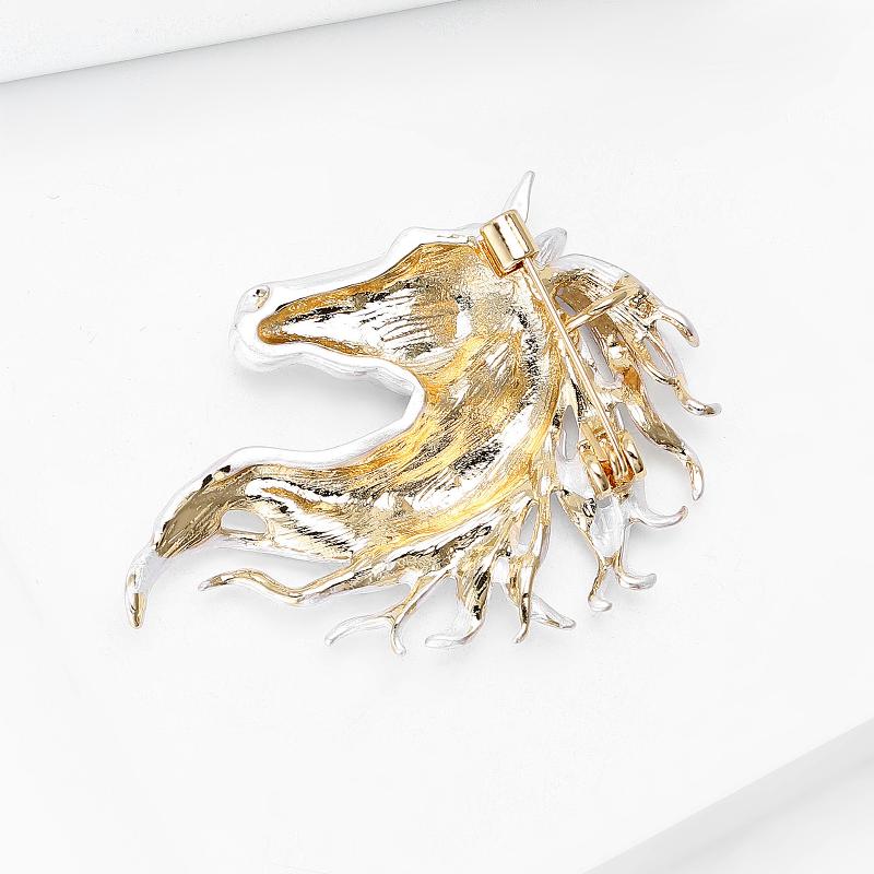 Broches Têtes de Cheval Émaillées Tendance Pour Femmes Animal du Zodiaque Épingles Poney Accessoires de Décoration de Vêtements Cadeaux de Nouvel An