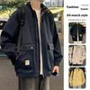 Cozy Up Workwear Jacket Plaid Stand Collar Large Size Loose Plus Size Casual Men's Coat