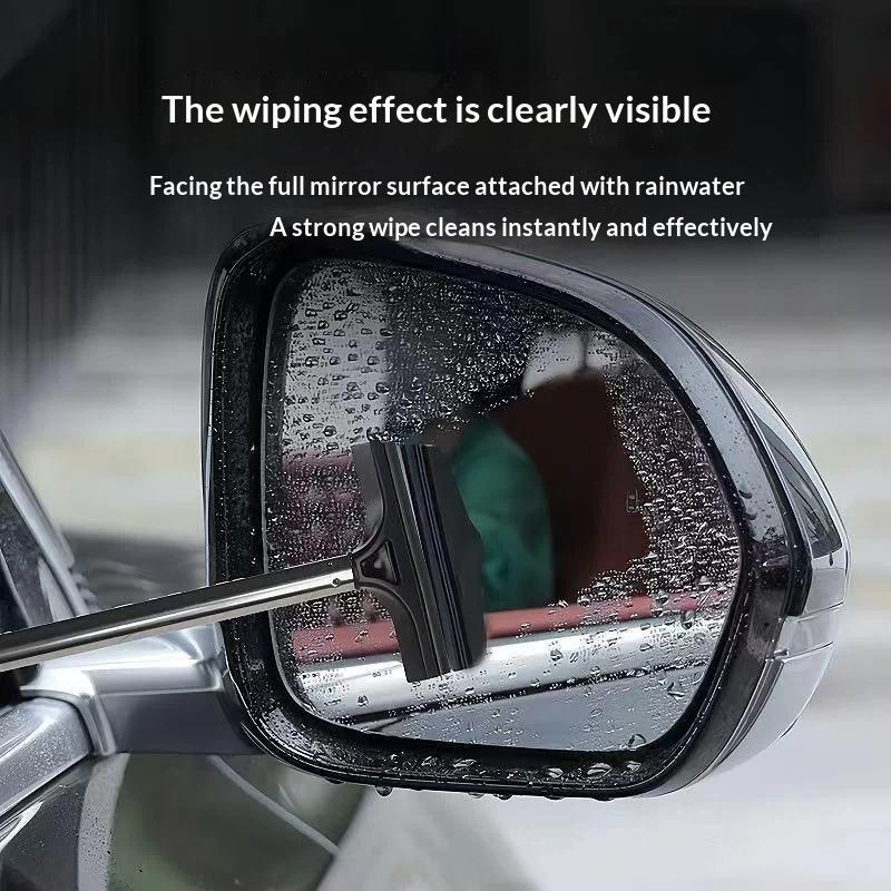 Retractable Car Side Mirror Wiper 66cm Extendable Universal Fit Rearview Mirror Squeegee for Car SUV Truck Rainy Use