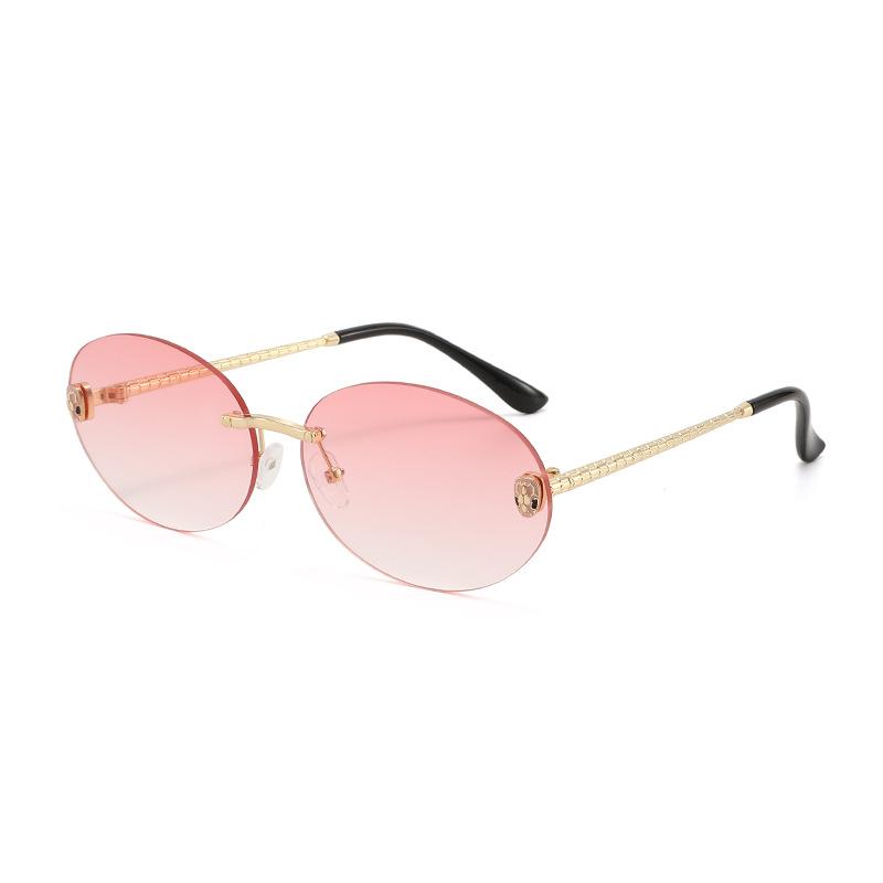 New rimless trimmed glasses oval snakehead personalized sunglasses European and American retro fashion sunglasses sunglasses