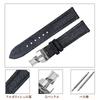 Vinacreations 18mm Black Stingray Leather Watch Strap with Galuchat Leather Replacement Watch Silver Wristband with Handmade for D-Buckle, Men's Band,