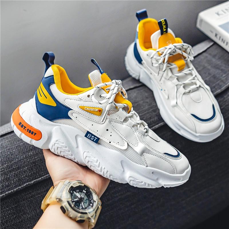 Men's Shoes Are High-end Versatile Casual Teenage Running Travel Sports Thick Soled Height Increasing White Dad Trendy