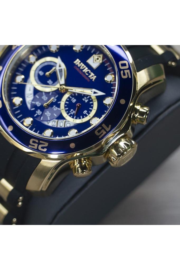 Klocka Pro Diver Quartz 48 mm fodral Guld Svart Rostfritt stål Polyuretanrem Blå Urtavla 6983 [Invicta] Herr [Artikel]