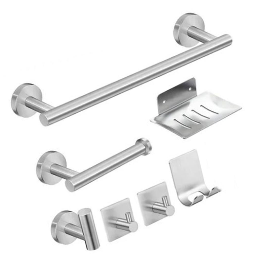 Bathroom Hardware Accessories Kit 7 Piece Towel Rack Tissue Holder Coat Hook Razor Hook Soap Tray Multifunction Hook Set