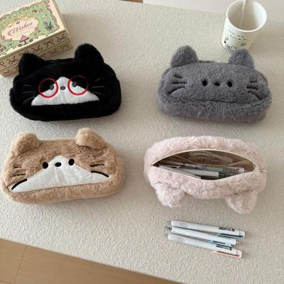 Roztomilý kreslený vyšívaný plyšový kočka potištěný penál studentský úložný sáček na psací potřeby školní potřeby pero psací potřeby dárky