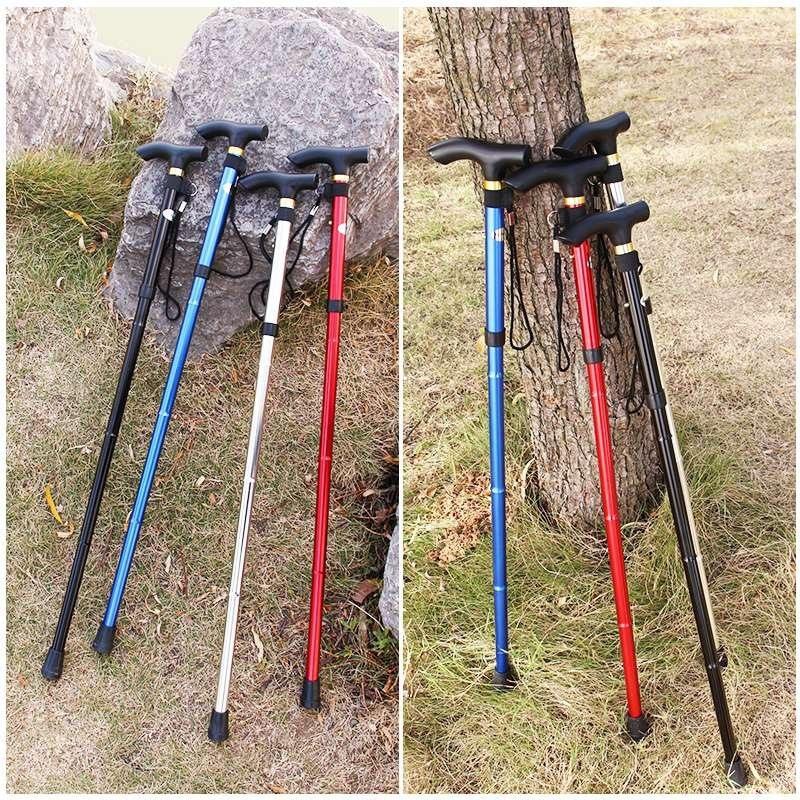 1PC Aluminum Alloy Telescopic Walking Stick Folding Trekking Pole Hiking Cane Crutch for Elderly People Outdoor Walking