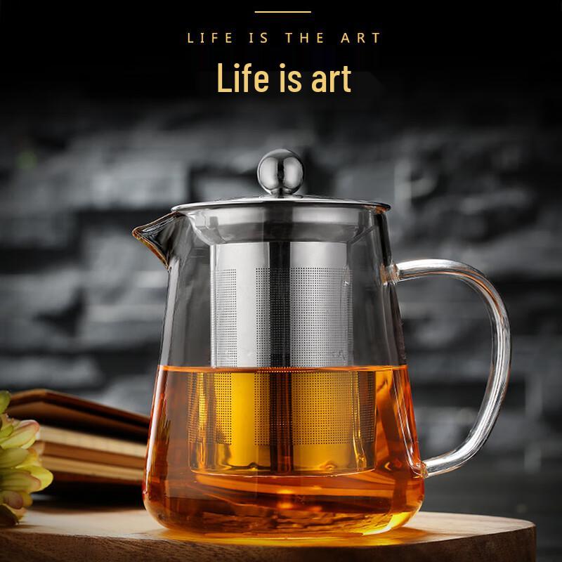 ZISIZ Thickened Glass Teapot with Stainless Steel Infuser