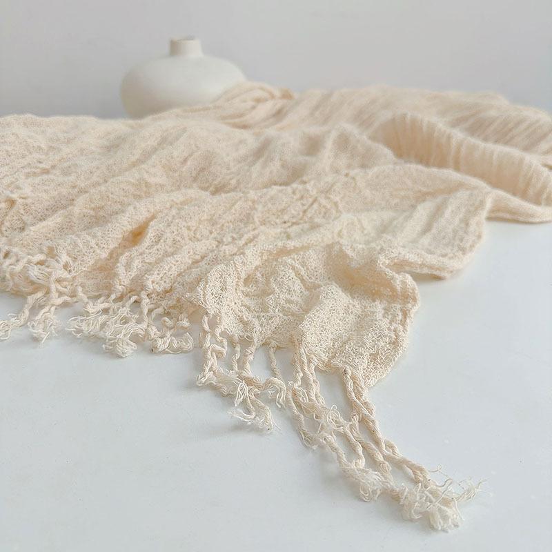 Popular Flax Plant Dyed White Scarf Summer Sunscreen Silk Silk Scarf Solid Color Cotton And Linen Shawl