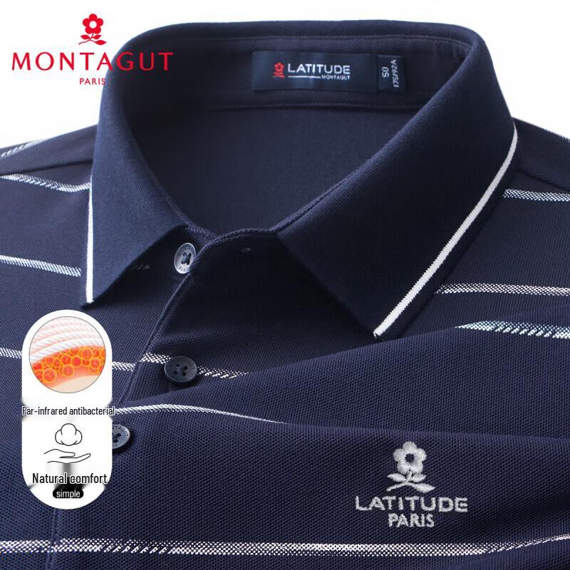 MONTAGUT Men s Soft Casual Striped Long Sleeve Polo Shirt 50