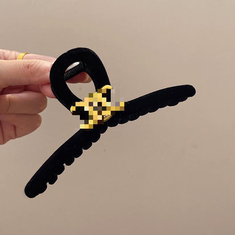 

Бархатное сердце из страз, черные волосы, высокий хвост, большая заколка для волос, корейский простой зажим, женский элегантный головной убор, ювелирные изделия 13cm