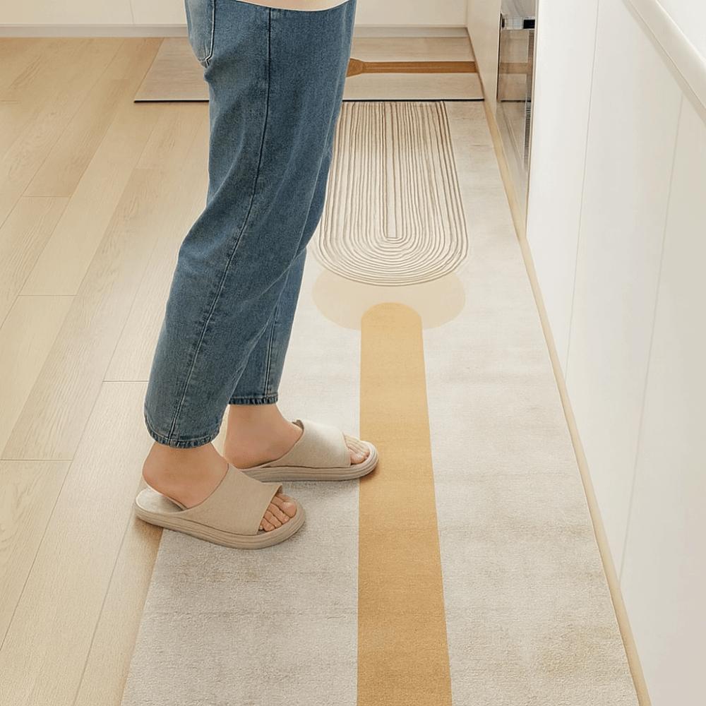 Practical Geometry Pattern Kitchen Floor Mat Extended Absorbent Bathroom Mat Thickened Rectangular Kitchen Rug Entrance Hall
