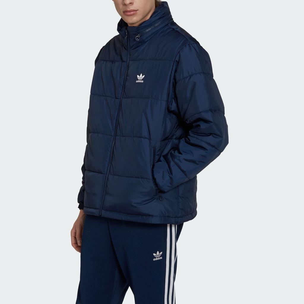 Adidas Originals Solid Color Sports Casual Bread Cotton Jacket Men Jacket Deep-Indigo HL9192