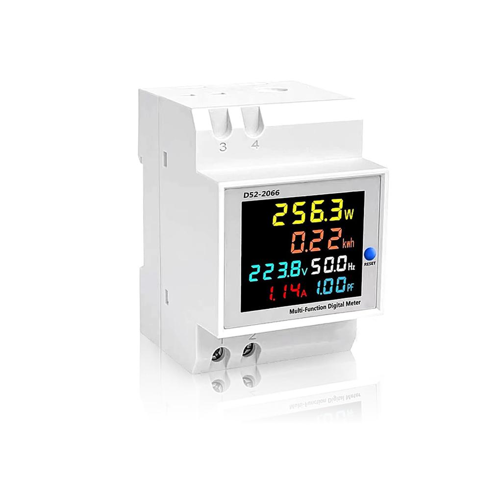 Household power digital voltmeter energy rail type 220V smart power meter ammeter voltmeter D52-2066 meter, ammeter, meter, single-phase AC40.0-300.0V