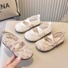 Spring Summer Girls Lace Heart Pattern Princess Sandals Flat Shoes