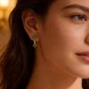 VNox Trendy Crystal Green Zircon Stone Cute Butterfly Hoop Earrings for Women Classic Gold Color Exquisite Wedding Jewelry