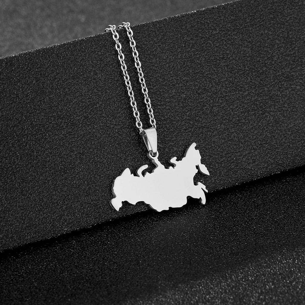 Sturdy Stainless Steel Russian Hollow Pendant Necklace Decoration for Women Men Elegant Unisex Jewelry Gifts Wear