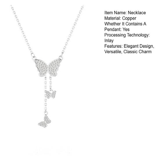 Butterfly Pendant Necklace for Women Adjustable Clavicle Chain Shiny Hypoallergenic Delicate Butterfly Jewelry for Everyday Wear