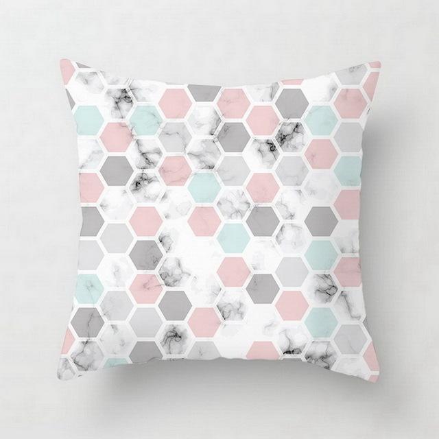 Marble-Patterned Geometry Throw Pillow Covers With Digital Printing Of Short Plush Fabric Car-Shaped Sofa Cushion Home Decor