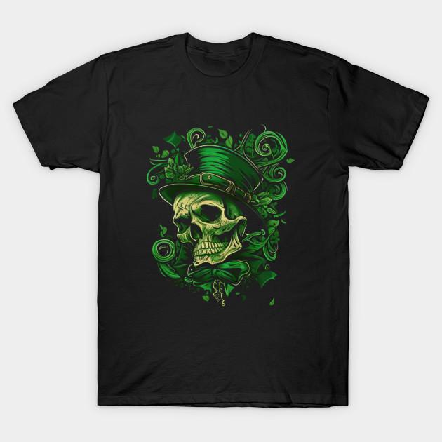 Men Black Print T-shirt Saint Patrick Skull No-Cut Transfer Paper Print Cotton Tshirt M