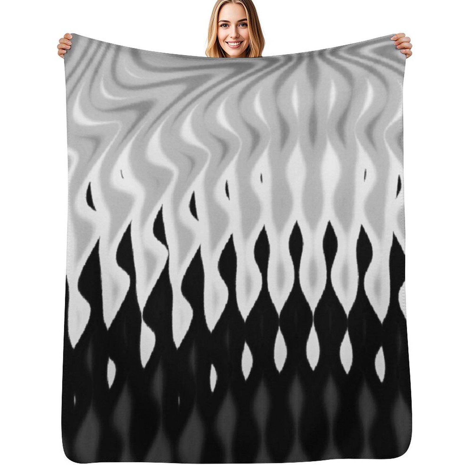 Abstract Gray Black White Throw Blanket Fluffy Cozy Throw Blanket for Home Decor Size: 75*100cm, Weight: 230 GSM