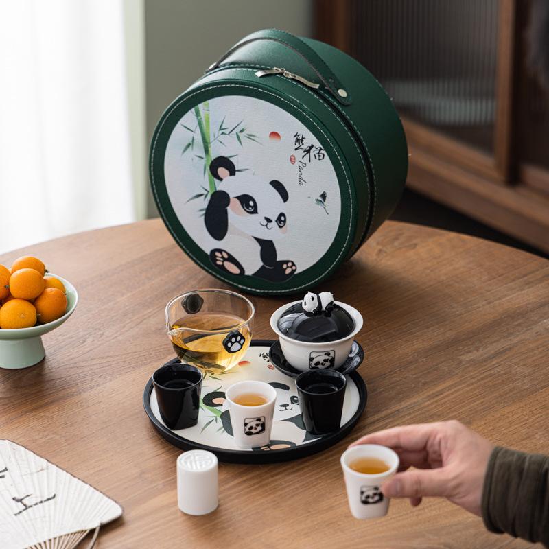 Creative Cute Panda Souvenir Business Company Merchandise High-end Gift Set Travel Tea Set