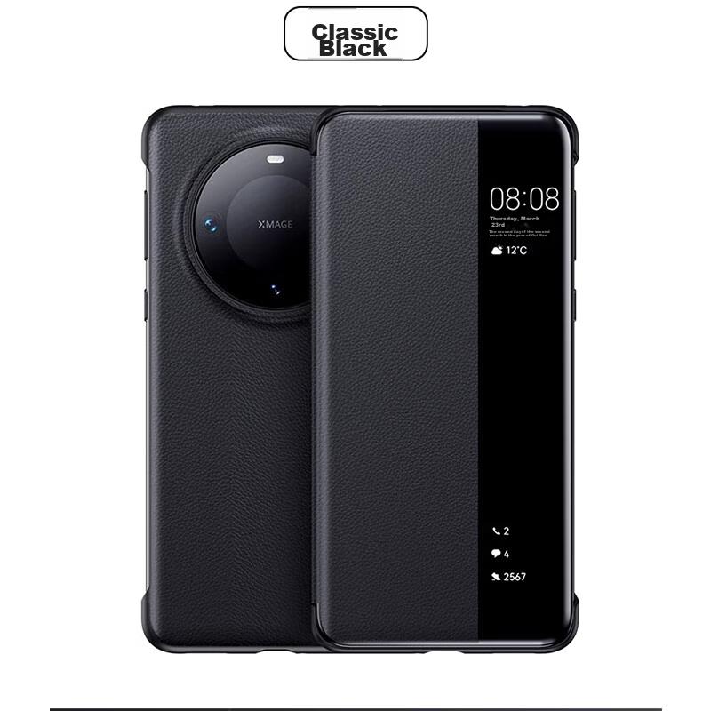 Case for Huawei Mate60 Pro And Mate60pro+, Protective Cover, Full Protection, Slim Flip Case with Smart View Window And Sleep/Wake Function, Black