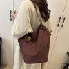 Vintage Women's Suede Shoulder Bags Solid Color Simple Ladies Large Capacity Casual Tote Autumn Portable Female Bucket Handbags