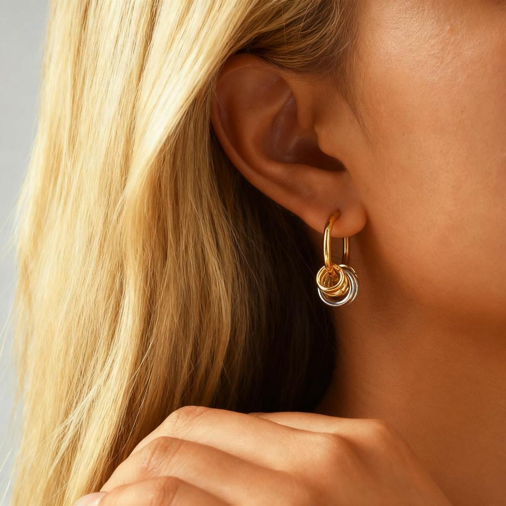 Vnox Classic Multiple Circles Hoop Earrings For Women, Stainless Steel Mixed Color Detachable Multi-ring Ear Jewelry