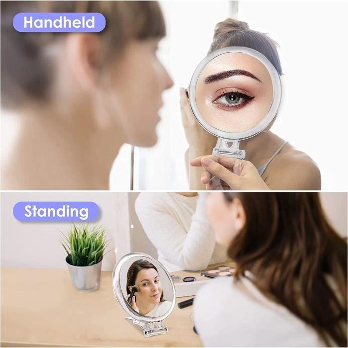 Miroir De Poche - Grossissant X 20 Petit Femmes 15 Cm Voyage Portable Pliable Double Face Parfait Une Application