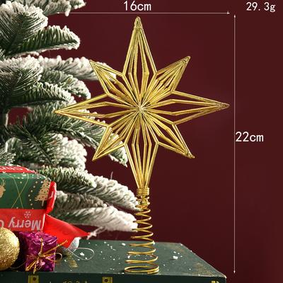 Iron Star Glitter Xmas Decoration Tree Star Hallow Christmas Topper For Seasonal Holiday New Year