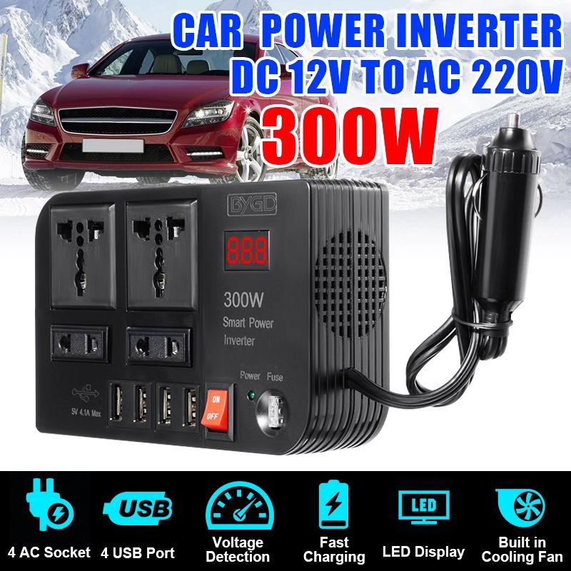 

4 USB 300 Вт DC 12 В в AC 220 В Автомобильный инвертор питания Зарядное устройство Конвертер Адаптер Синусоидальный трансформатор