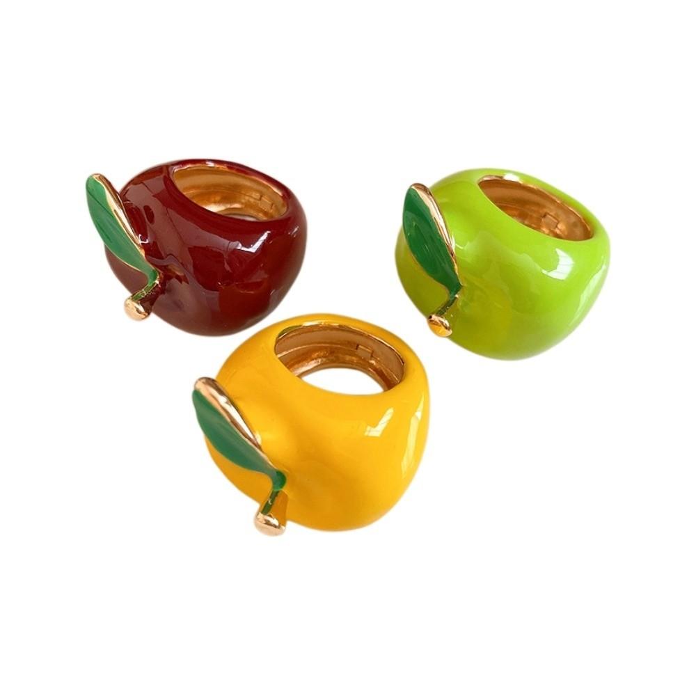 Minimalist Geometric Fruit Ring Colorful Vintage Ring Elegant Enamel Fruit Ring Women