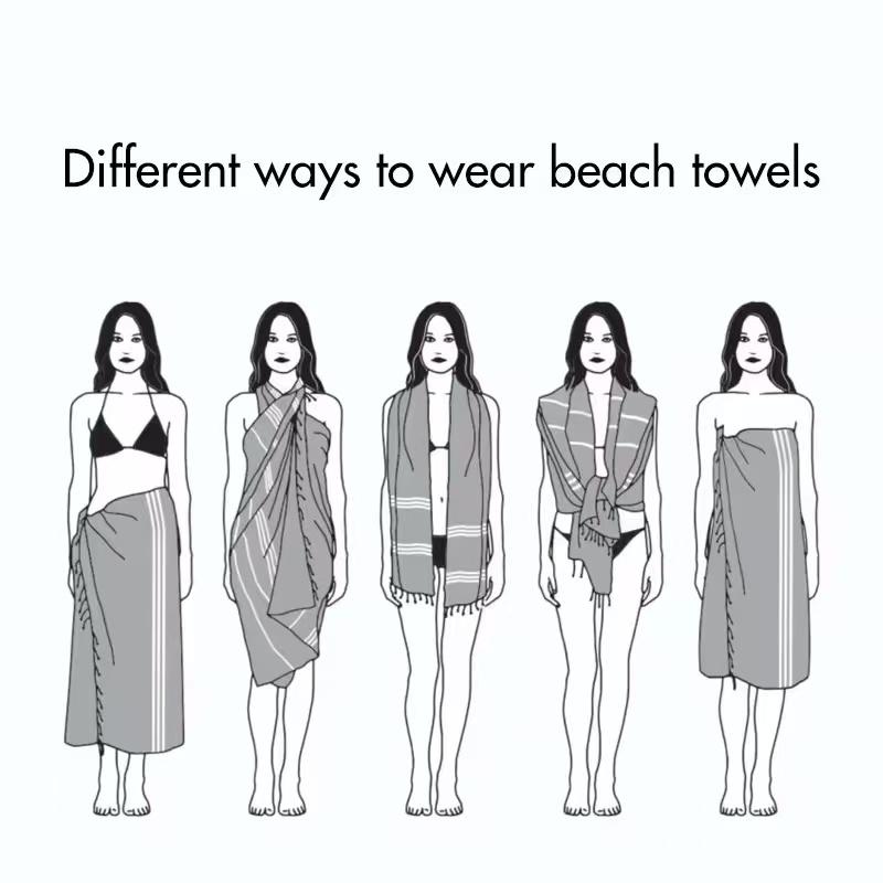 100% Cotton Turkish Tassel Beach Towel Quick-Drying Embroidery Striped Sauna Towel Tropical Style for Summer