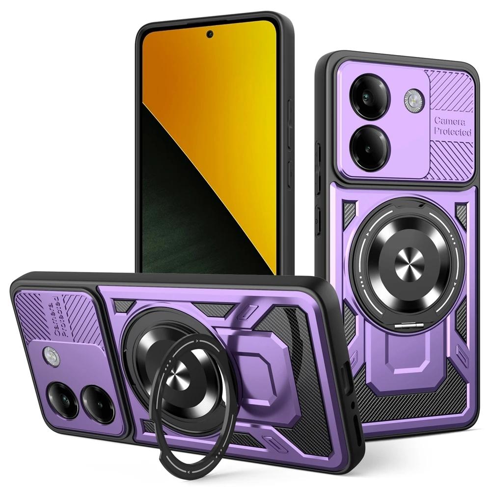 

For Magsafe Magnetic Ring Armor Case For Xiaomi Poco M7 Pro Poko Little M7Pro 5G Wireless Charging Shockproof Cover Poco M7 pro 5G