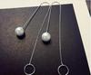 Korean Pearl Circle Long Chain Earrings