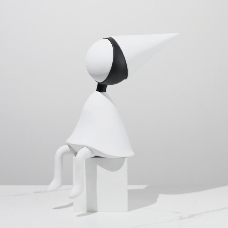 Modern Simple Standing Posture Ada Abstract Pointed Hat Figure Sitting Posture Sculpture Ornaments Entrance Study Living Room Soft Decorations