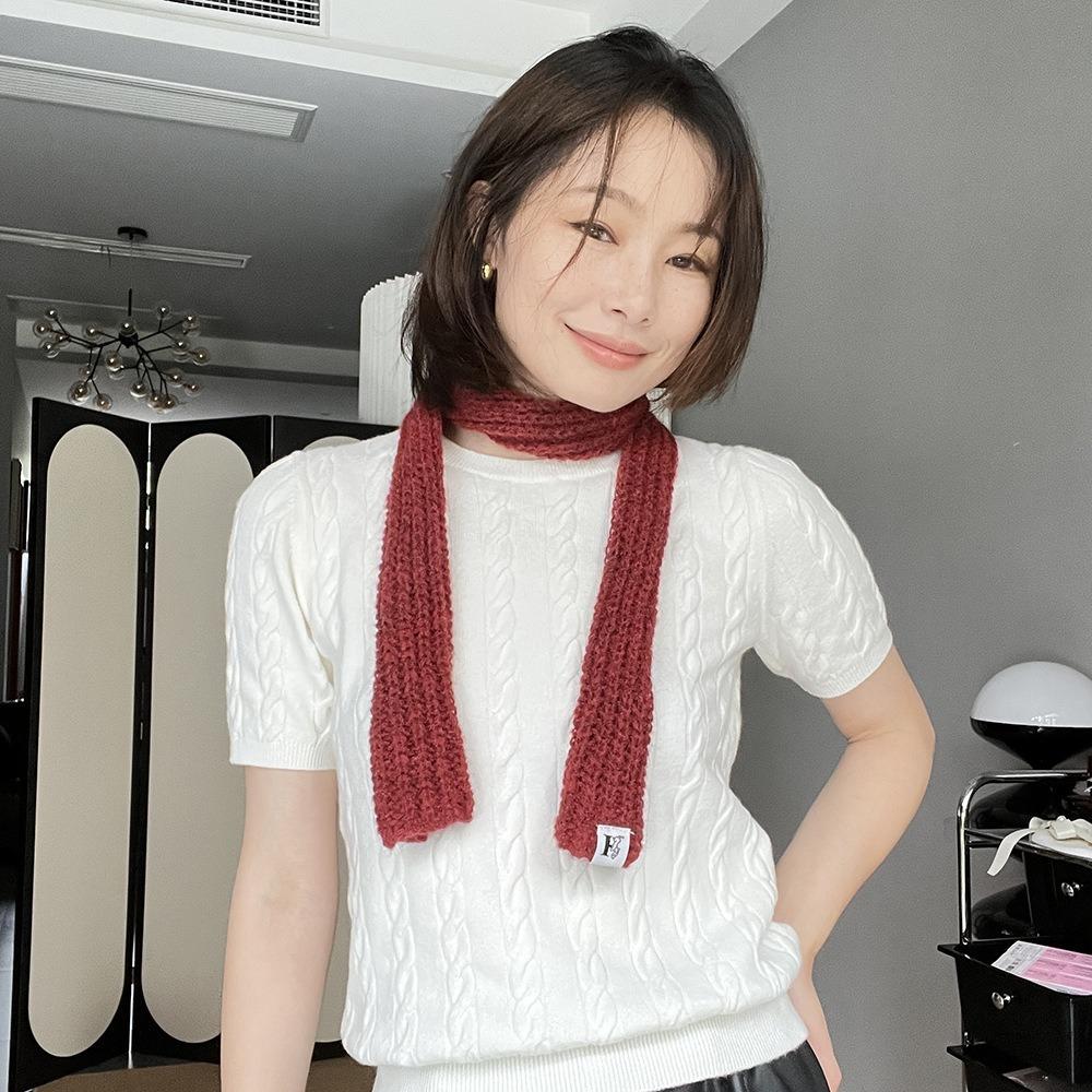 Imitation Cashmere Wool Knitted Scarves Solid Color Winter Scarves Fashion Narrow Long Scarf