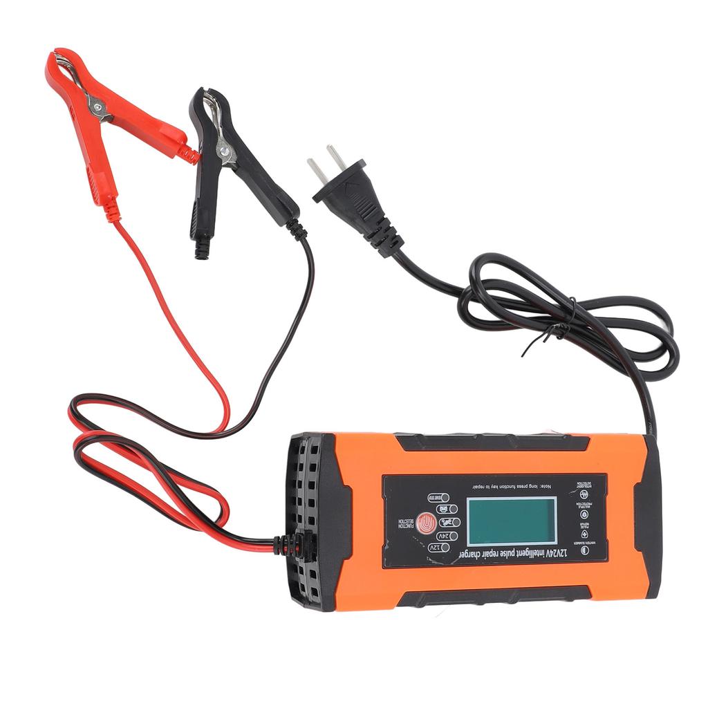 12V 24V Intelligent Pulse Repair Charger with LCD Display Car VRLA Battery Charger for Lawn Mower Motorcycle