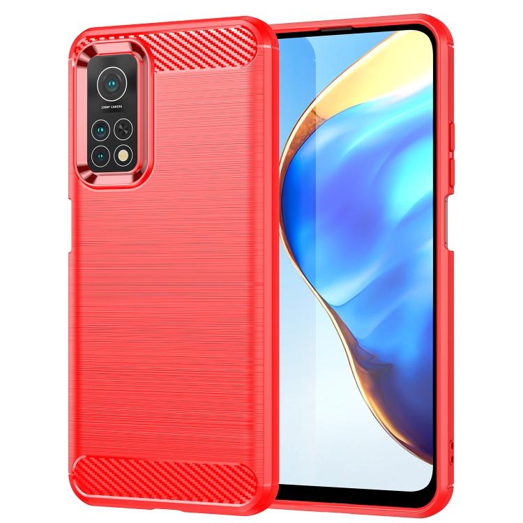 

Brushed Texture Carbon Fiber TPU Case For Xiaomi Mi 10T Pro 5G красный