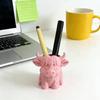 Highland Cow Pen Holder Cute Desk Organizer for Office Dorm Home Multipurpose Makeup Brush Cup Farmhouse Vanity Accessory Gift for Cow Lovers