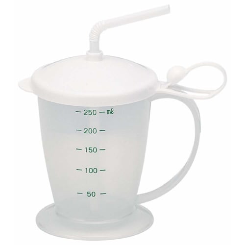Komori Resin Cup, Stable, Non-Topple Cup with Straw, White, 300ml, Made in Japan, 8-4235-01