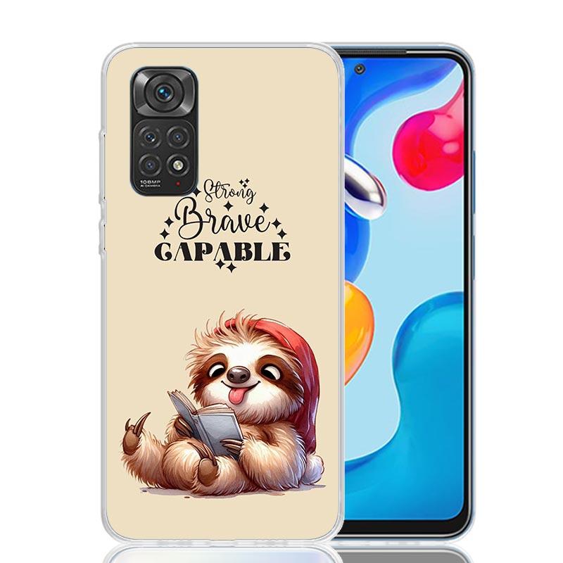 

Animal Cute Cartoon Sloth Coffee Phone Case For Xiaomi Redmi Note 13 14 15 Pro Plus 12S 12 14S 11S 11E 10 10S 11 11T 5G 4G Cover Note 14 Pro Plus