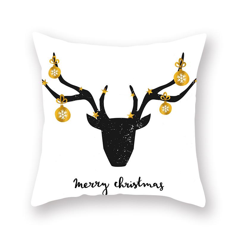 2024 New Christmas Golden Pillow Cover Sofa Car Office Seat Cushion  Bedroom Room  Year Home Decoration Holiday Gift