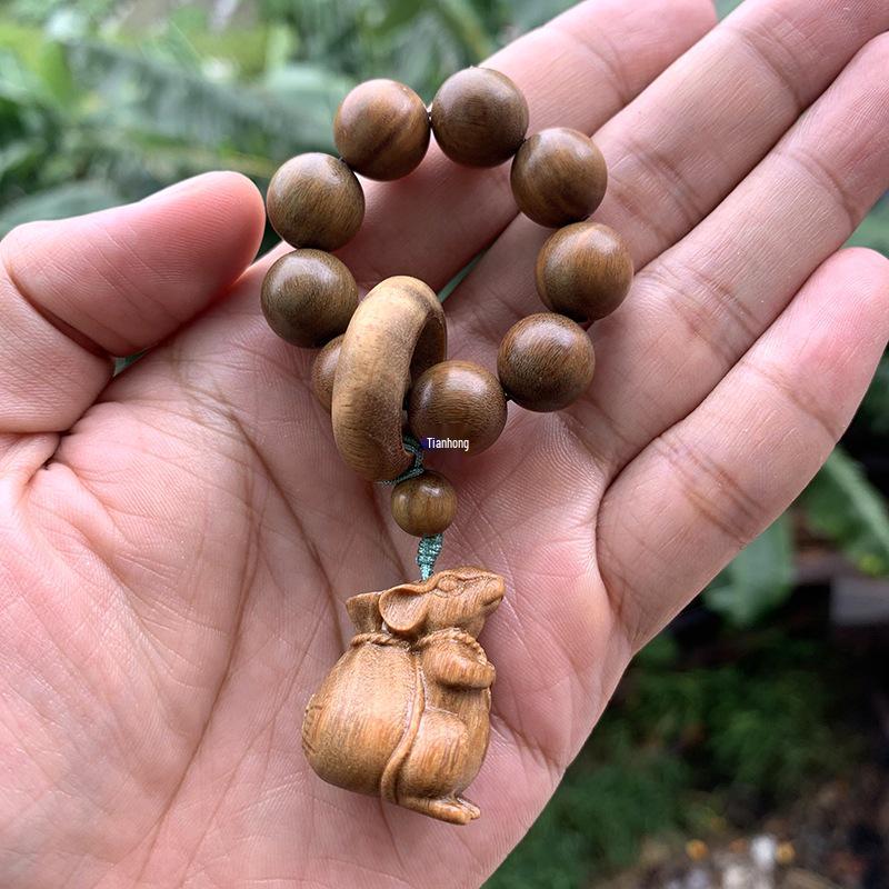 Twelve Zodiac Green Sandalwood Phone Charm - Cute Cartoon Pendant for Bags and Accessories