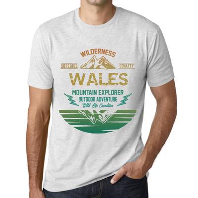 Camiseta Vintage para Hombre Camiseta Gráfica Explorador de Montaña Gales Vintage Blanca