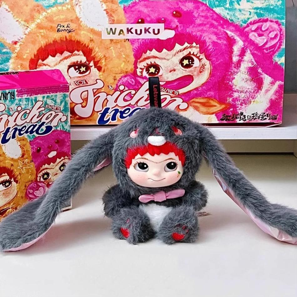 Wakuku FoxandBunny Trickor Treat Blind Box Cute Action Figure Mystery Box Fox Bunny Anime Doll Keychain Kid Suprise Christmas High Quality Toys