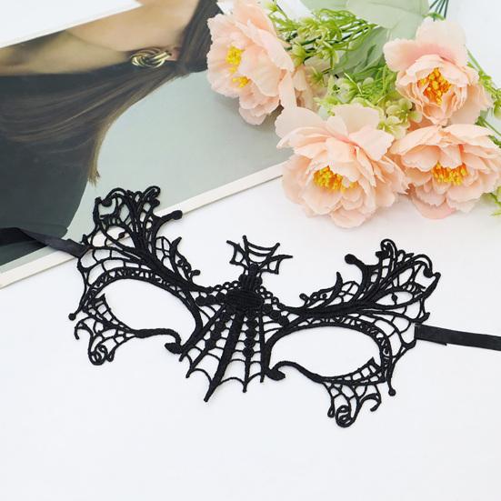 Halloween Spider Web Costume for Women Black Lace Headband Choker Gloves Spider Web Cape Masque Thigh High Long Stockings