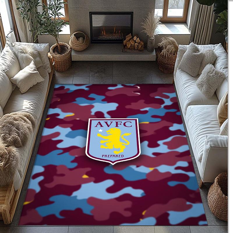 Tappeto in Velluto di Cristallo con Stampa Calcio Aston Villa, Comodo Assorbente d'Acqua Antiscivolo Tappeto per Pavimenti Interni
