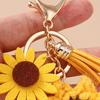 Keychain Vintage Bee Flower Design Handbag Pendant Bronze Buckle Faux Leather Charm Keyring Bags